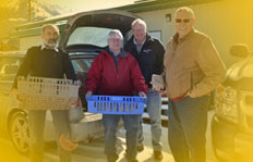 Dr. Allan Garbutt and friends collect food for the Crowsnest Pass food bank